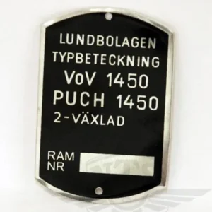 Typskylt VoV 1450 MS50 & MS50L Reapris