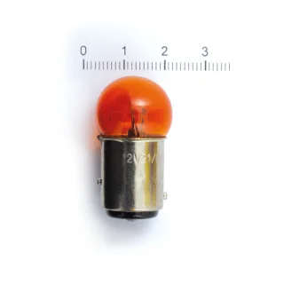 Turn signal bulb, small diameter. Amber lens. 21cp/6cp- Small diamet Nyhet